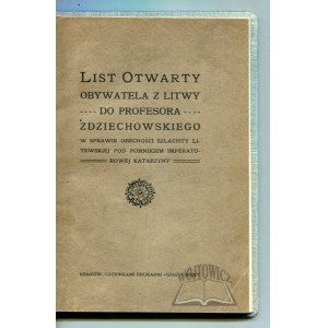 LIST otwarty obywatela z Litwy do profesora Zdziechowskiego.