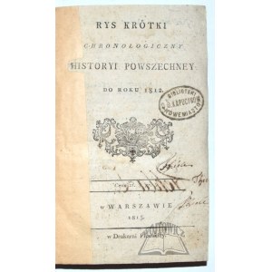 (SAWICKI Stefan), Rys krótki chronologiczny historyi powszechney do roku 1812.