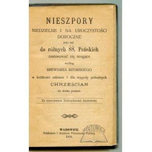 NIESZPORY niedzielne i na uroczystości doroczne.