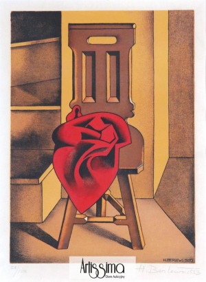 Berlewi Henryk, Krzesło z czerwoną tkaniną, 1950.