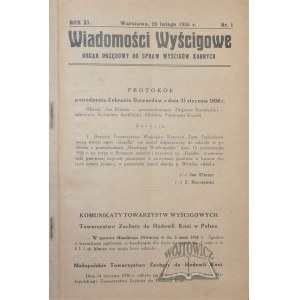 WIADOMOŚCI Wyścigowe. Organ urzędowy do spraw wyścigów konnych.