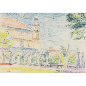 Wojciech WEISS (1875-1950), Widok na Klasztor Paulinów na Skałce i Sadzawkę św. Stanisława, 1911
