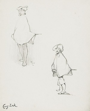 Eugeniusz ZAK (1884-1926), Muszkieter - dwa szkice ołówkiem na jednym arkuszu