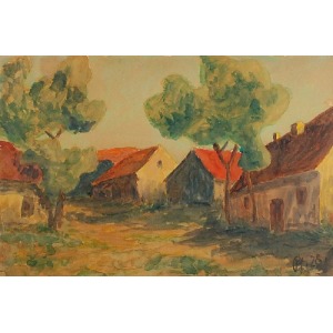 Jakub PFEFFENBERG (1900-ok. 1943), Pejzaż z domami, 1928