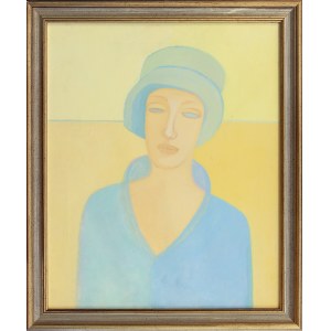 Magdalena SNARSKA, 20. Jahrhundert, Vor dem Abend - Porträt einer Dame mit blauem Hut, aus der Serie: Meine liebste Tageszeit, 1996