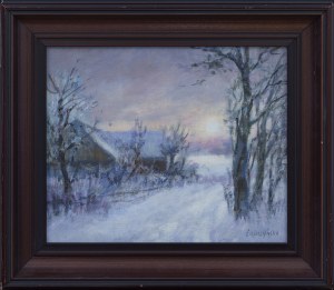 Maria ŁUSZCZYŃSKA, XX w., Zimowy zachód słońca, 1993