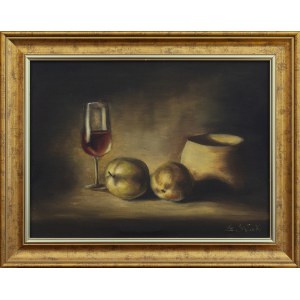 Lukasz SK£UCKI, 20th century, Still life with a glass of wine, 2005