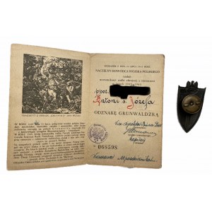 Odznaka Grunwaldu wraz z legitymacją 1946