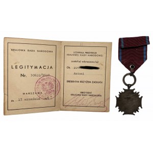 Srebrny Krzyż Zasługi RP 1946 z legitymacją