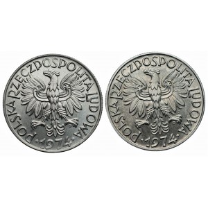 PRL - Zestaw 2 x 5 złotych 1974 - Rybak