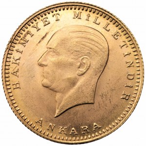 TURCJA - Mustafa Kemal Atatürk - 100 Kurush 1923 AN33 (1956) - złoto Au900, 7,22 gram