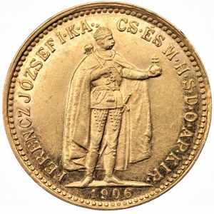 WĘGRY - Franciszek Józef I - 10 koron 1906 - złoto Au 900, waga 3,38 gram