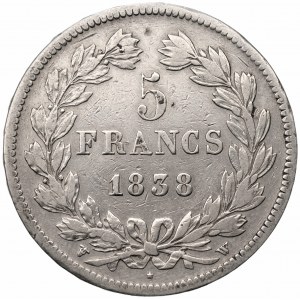 FRANCJA - Filip I - 5 franków 1838 - Lille (W)