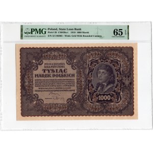 1.000 marek polskich 1919 - III Serja J - PMG 65 EPQ