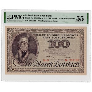 100 marek polskich (lutowe) 1919 - seria S - PMG 55