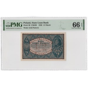 1/2 marki polskiej 1920 - PMG 66 EPQ