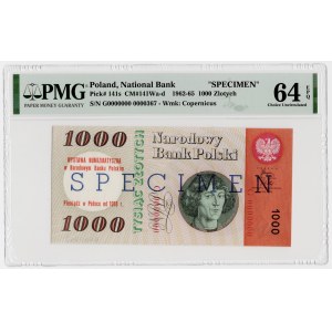 1.000 złotych 1965 - WZÓR / SPECIMEN - PMG 64 EPQ - RZADKOŚĆ