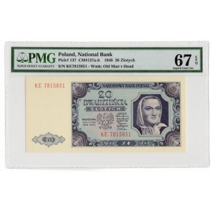 20 złotych 1948 - seria KE - PMG 67 EPQ