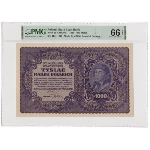 1.000 marek polskich 1919 - I Serja B - PMG 66 EPQ