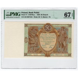 50 złotych 1929 - seria EB. - PMG 67 EPQ - MAX NOTA