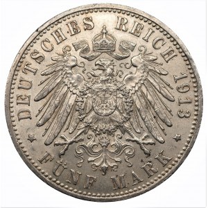 NIEMCY - Prusy - Wilhelm II, 5 marek 1913 (A) 25-lecie Panowania