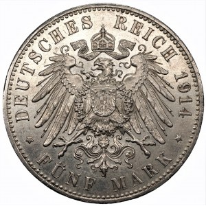 NIEMCY - Prusy - Wilhelm II, 5 marek 1914 (A) 25-lecie Panowania