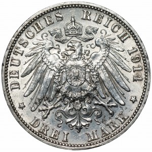 NIEMCY - Wirtembergia - 3 marki 1914 (F) Stuttgart