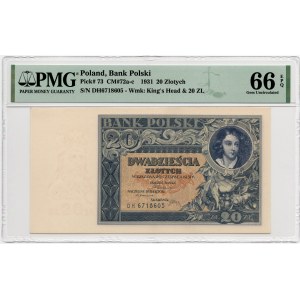 20 złotych 1931 - seria DH - PMG 66 EPQ