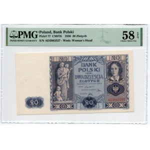 20 złotych 1936 - seria AD - PMG 58 EPQ