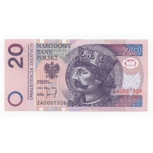 20 złotych 1994 - seria ZA 0007326, seria zastępcza