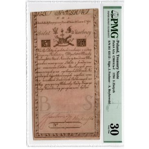 5 złotych 1794 - seria N.H 1 - PMG 30 - EKSTREMALNIE RZADKA SERIA