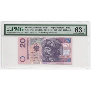 20 złotych 1994 - ZA - seria zastępcza druk (TDLR) PMG 63 EPQ