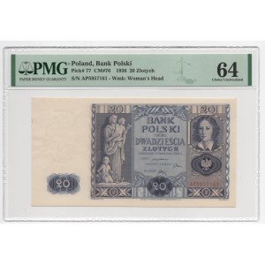 20 złotych 1936 - seria AP - PMG 64