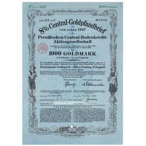 NIEMCY - 8 % Central Goldpfandbrier - 1000 goldmark Berlin 1928
