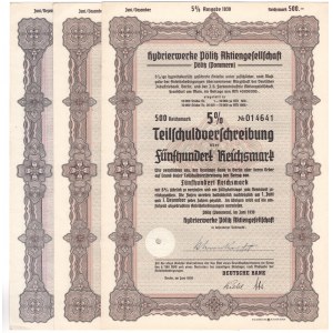 NIEMCY - zestaw 3 sztuk obligacji 1000 reichsmark 1940 i 2 x 500 reichsmark 1939 Berlin