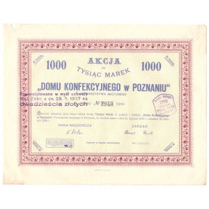Towarzystwo Akcyjne Domu Konfekcyjnego w Poznaniu - 1000 marek 1920 - IV Emisja - JEDNOSTKOWY EGZEMPLARZ