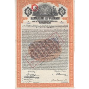 7% Pożyczka Stabilizacyjna 1927 - Obligacja 100 ($) dolarów TRANCHE FRANCAISE