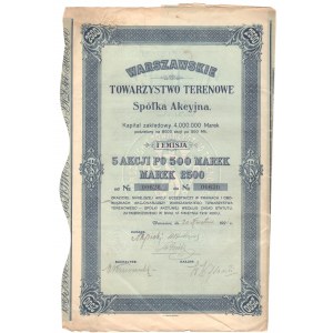 Warszawskie Towarzystwo Terenowe S.A. - Em. 1 - 5 x 500 marek 1921