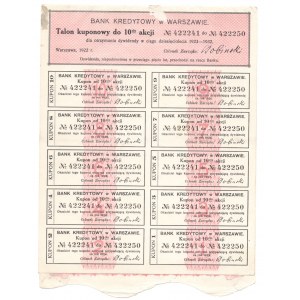 Bank Kredytowy w Warszawie - Em.9, 10 x 1.000 marek polskich 1922