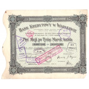 Bank Kredytowy w Warszawie - Em.2, 5 x 1.000 marek polskich 1920
