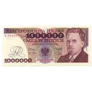 1.000.000 złotych 1991 - lubiana seria A z ciekawą numeracją 0600078