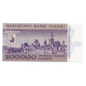 200.000 złotych 1989 - seria A - niska numeracja 0008575