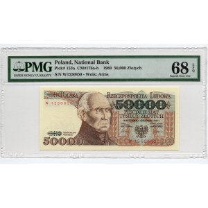 50.000 złotych 1989 - seria W - PMG 68 EPQ - 2-ga max nota