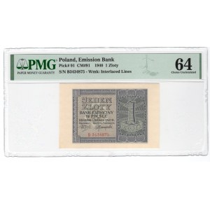 1 złoty 1940 - seria B - PMG 64