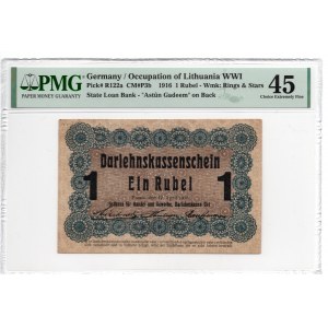 Poznań/Posen - 1 rubel 1916 dłuższa klauzula wystara - PMG 45
