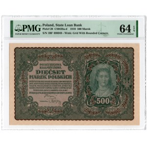 500 marek polskich 1919 - I Serja BF - PMG 64 EPQ