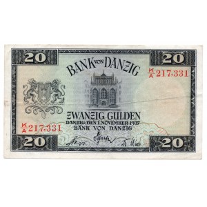 GDAŃSK - 20 guldenów 1937 - seria K/A