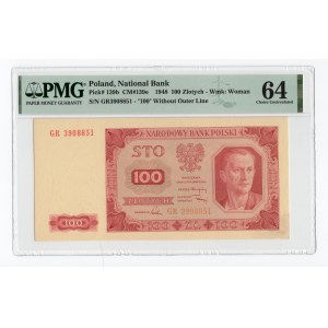 100 złotych 1948 - GR - PMG 64 - bez ramki