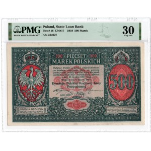 500 marek polskich 1919 Dyrekcja - PMG 30 - RZADKI