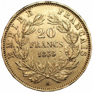 FRANCJA - 20 franków 1855 - Napoleon III - (A) Paryż